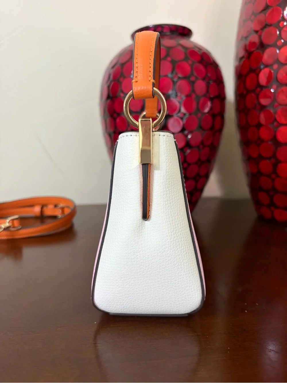 Kate Spade Phoebe Mini Top Handle Crossbody Pink, White and Orange Colorblock - Picture 5 of 16
